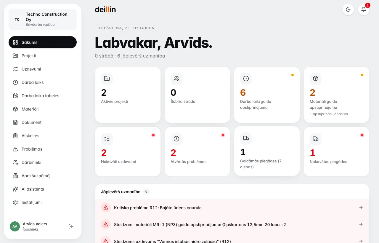 Deillin sākuma lapa vadītājam