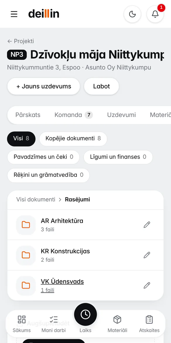 Rasējumi mapēs telefonā